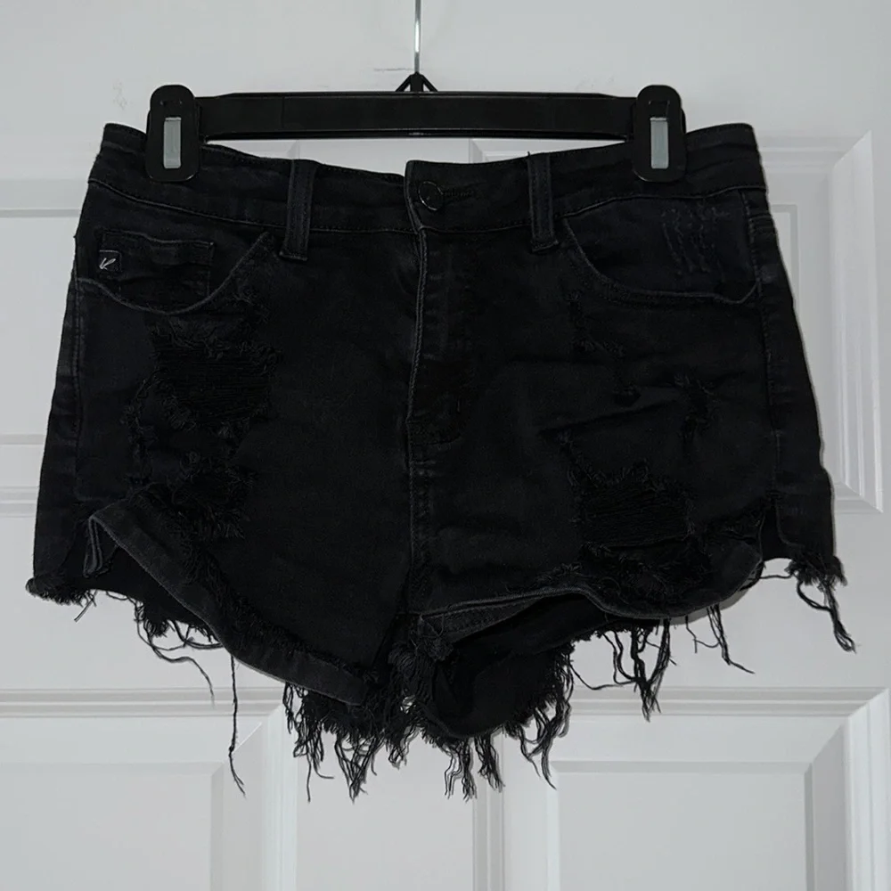 Distressed Black Jean Shorts - Picture 6 of 8